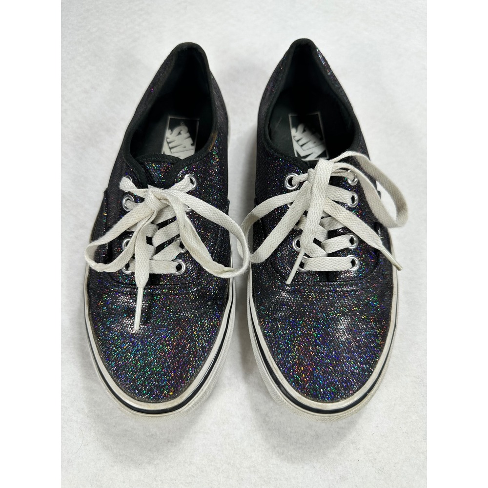Vans Authentic Lo Pro Black Rainbow Glitter Low Top Sneakers Womens 8 T375
